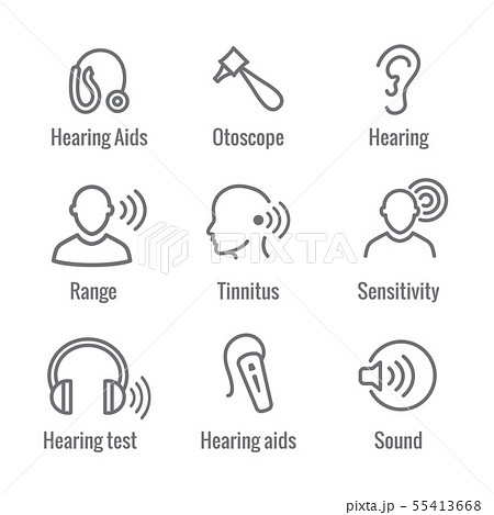 Hearing Aid or loss with Sound Wave Images Set 55413668