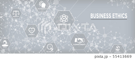 Business Ethics Web Banner Icon Set with Honesty, 55413669