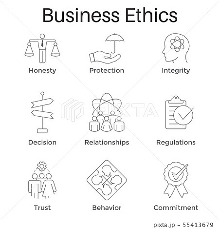 Business Ethics Outline Icon Set w Honesty, Business Ethics Outline Icon Set w Honesty, 55413679