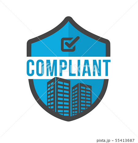 In Compliance Graphic with checkmarks and building In Compliance Graphic with checkmarks and building 55413687