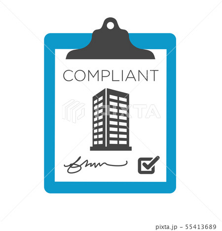 In Compliance Graphic with checkmarks and building In Compliance Graphic with checkmarks and building 55413689