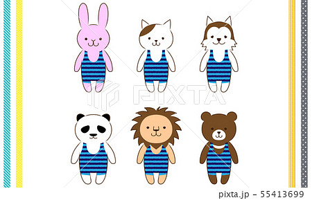 かわいい動物のキャラクターのイラストセットC 55413699