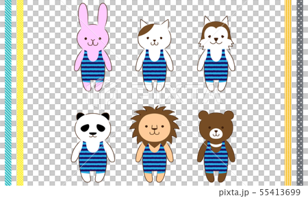 かわいい動物のキャラクターのイラストセットC 55413699