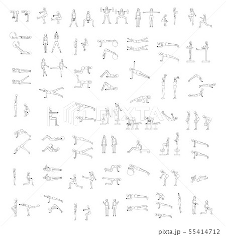 Workout exercise illustration outline 55414712