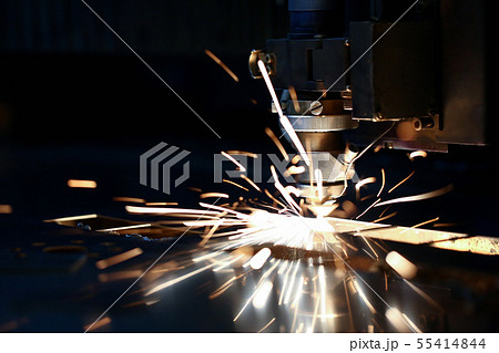 Sparks fly out machine head for metal processing 55414844
