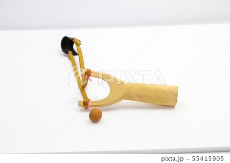 Handmade slingshot catapult. Y-shaped wooden stick 55415905