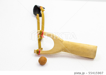 Handmade slingshot catapult. Y-shaped wooden stick 55415907