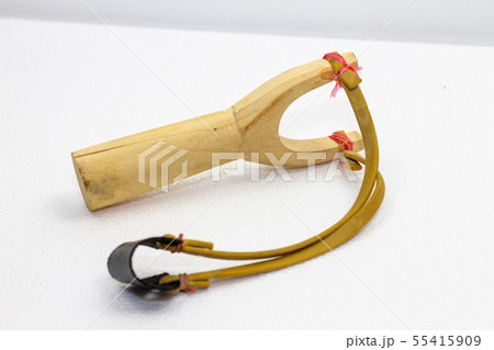 Handmade slingshot catapult. Y-shaped wooden stick 55415909
