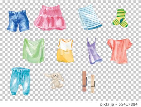 Watercolor illustration of laundry clothes - Stock Illustration [55417884]  - PIXTA