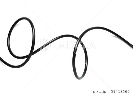 A Black wire cable isolated on a white background A Black wire cable isolated on a white background 55418566