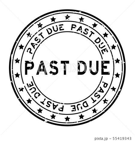 Grunge black past due word round rubber seal stamp 55419343