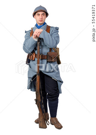 French soldier, wwi, 1914 1918, isolated on white 55419371