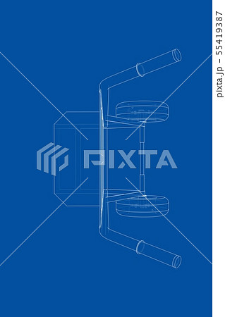 Outline delivery trolley or hand truck. Vector 55419387