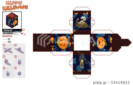 box print template pumpkins and cat with a chain box print template pumpkins and cat with a chain 55419933