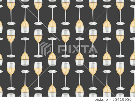 Wine glasses seamless pattern on black background, 55419956
