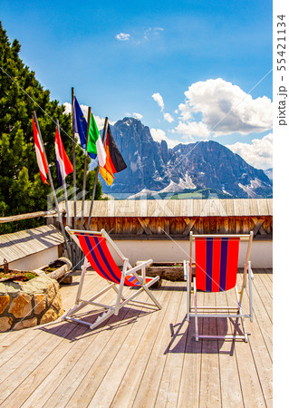 beautiful view to place of rest with sunbeds near 55421134