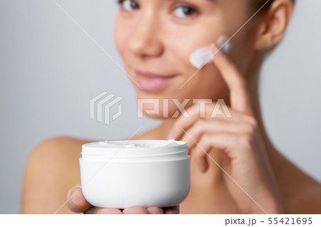 Woman Face Skin Care. Portrait Of Attractive Young 55421695