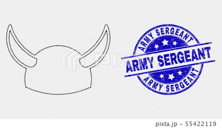 Vector Dotted Horned Helmet Icon and Scratched Army Sergeant Seal 55422119