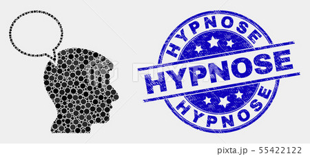 Vector Dotted Head Thinking Cloud Icon and Grunge Hypnose Watermark Vector Dotted Head Thinking Cloud Icon and Grunge Hypnose Watermark 55422122