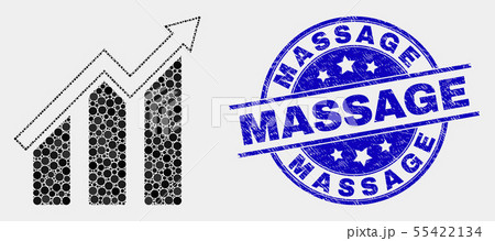 Vector Dot Growing Trend Chart Icon and Scratched Massage Stamp Vector Dot Growing Trend Chart Icon and Scratched Massage Stamp 55422134