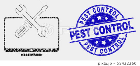 Vector Dot Desktop Tools Icon and Distress Pest Control Stamp Vector Dot Desktop Tools Icon and Distress Pest Control Stamp 55422260