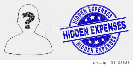 Vector Pixelated Unknown Person Icon and Distress Hidden Expenses Stamp Vector Pixelated Unknown Person Icon and Distress Hidden Expenses Stamp 55422388