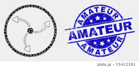 Vector Pixel Turbine Rotation Icon and Scratched Amateur Stamp Seal 55422391