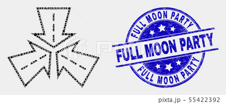 Vector Dot Triple Roads Intersection Icon and Grunge Full Moon Party Seal 55422392