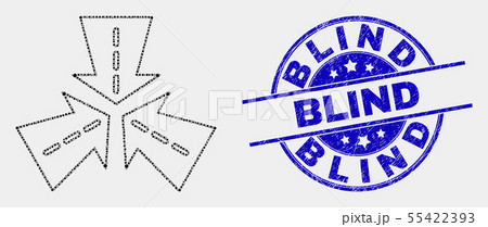 Vector Dot Triple Roads Intersection Icon and Grunge Blind Stamp 55422393