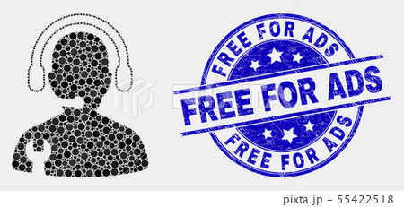 Vector Dotted Service Operator Icon and Scratched Free for Ads Stamp Seal 55422518