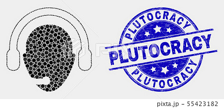 Vector Dot Operator Head Icon and Grunge Plutocracy Stamp Seal 55423182