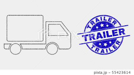 Vector Pixelated Lorry Icon and Grunge Trailer Watermark 55423614