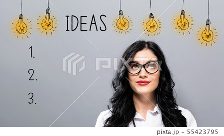 Idea list with young businesswoman Idea list with young businesswoman 55423795