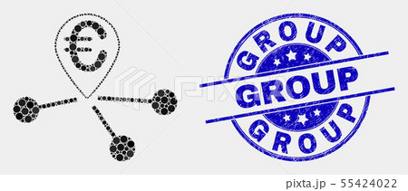 Vector Dotted Euro Location Links Icon and Grunge Group Seal Vector Dotted Euro Location Links Icon and Grunge Group Seal 55424022