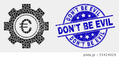 Vector Pixelated Euro Gear Icon and Scratched Don T Be Evil Watermark 55424029