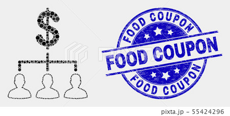 Vector Dotted Dollar Clients Structure Icon and Distress Food Coupon Seal 55424296