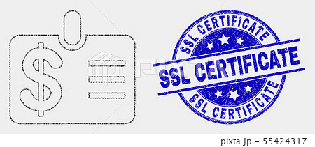 Vector Pixelated Dollar Badge Icon and Grunge SSL Certificate Stamp Seal 55424317