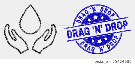 Vector Dotted Blood Care Hands Icon and Grunge Drag N Drop Stamp Seal Vector Dotted Blood Care Hands Icon and Grunge Drag N Drop Stamp Seal 55424686