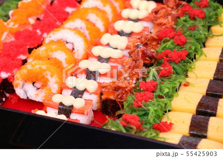 Tasty sushi at street food Tasty sushi at street food 55425903