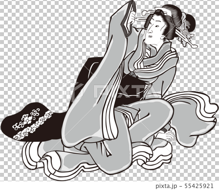 浮世絵 女性 その44 白黒 浮世絵 女性 その44 白黒 55425921