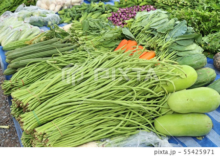 Shops selling vegetables at the market 55425971