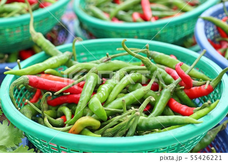 Fresh chilli at the market 55426221