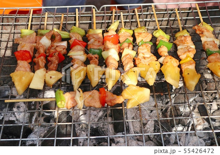 Bar-B-Q or BBQ grill of meat 55426472