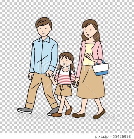 家族　ファミリー　歩く　お出かけ 55426958