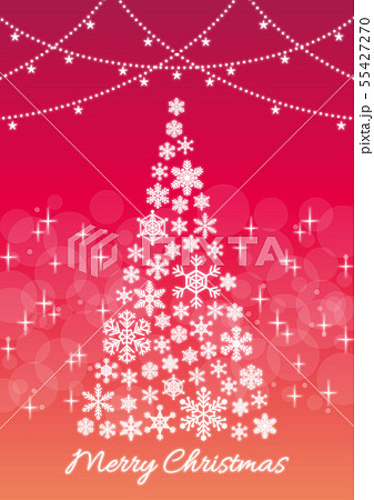 クリスマスカード縦型 ツリー レッドのイラスト素材