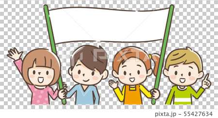 旗を持つ子供たち 55427634