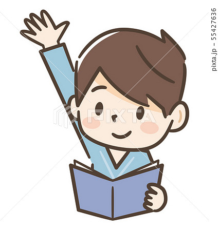 授業で手を上げる男の子 授業で手を上げる男の子 55427636