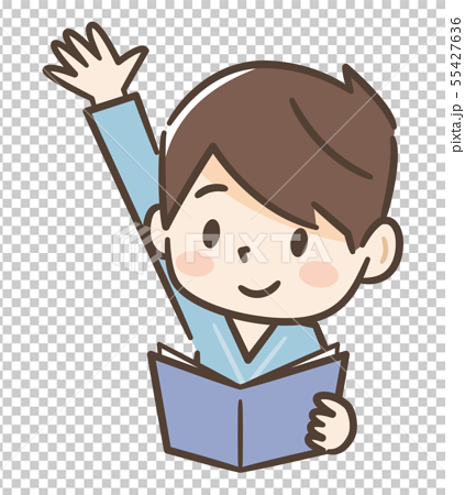 Boy raising hands in class - Stock Illustration [55427636] - PIXTA
