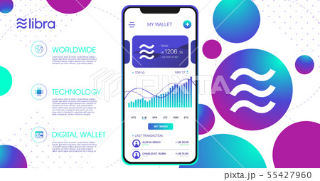 Libra cryptocurrency web template design 55427960