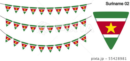 スリナムの旗のガーラーンド　ベクターデータ（bunting garland）